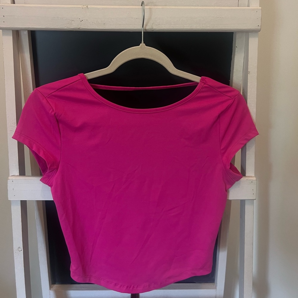 Women's Pink Open Back T-shirt